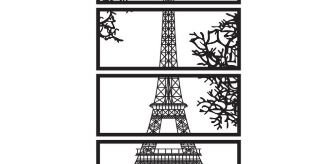 Free Cnc cut file Paris wall frame Eiffel Tower download