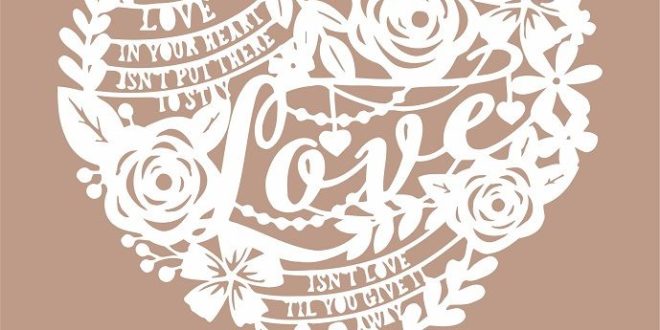 Free love paper cut silhouette file dxf svg