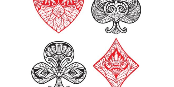 Free playing cards suits vector cdr dxf