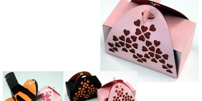 Free dxf paper cut paper craft valentins Gift Box Valentines day