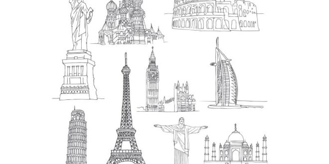 Free dxf svg world sights statue of liberty &#8211; christ the redeemer &#8211; pisa tower &#8211; big ben &#8211; eiffel tower and others
