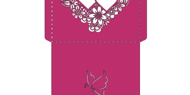 Free dxf vector template invitation paper cut envelope