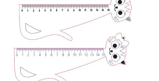 Childrens ruler vector cat