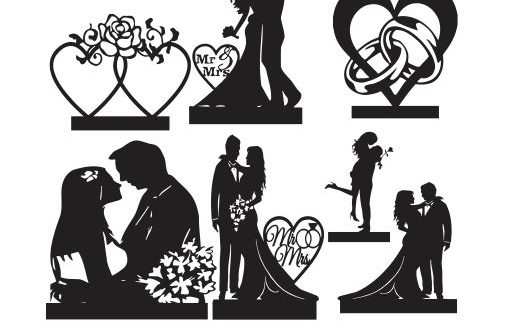 Free SVG DXF Wedding Silhouettes Bundle Vectors