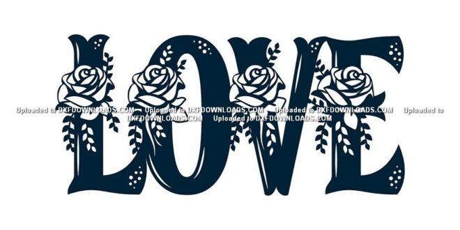 Floral Love Sign svg dxf free download