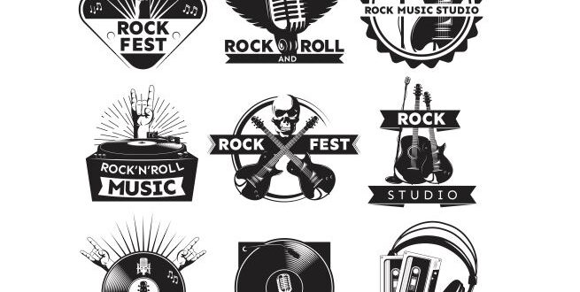 Music studio rock and roll logo svg cdr