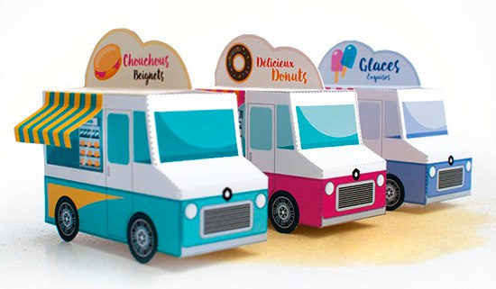Food Trucks PDF File to Papercraft fold in paper