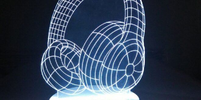 Headphones 3D illusion LED Night Light Laser engrave