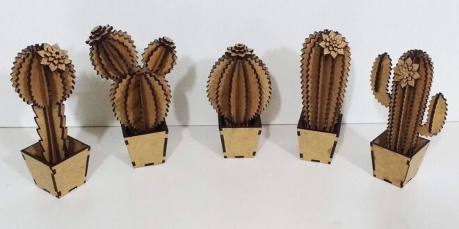 Laser cut 3D miniature cacti