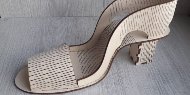 Shoe high heel wooden laser cut design