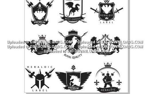 Heraldic labels vectors free – DXF DOWNLOADS – Files for Laser Cutting ...