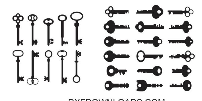 Keys dxf svg free silhouette cut vectors