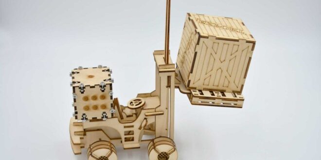 Miniature model of forklift to laser cut