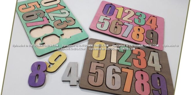 Numbers puzzle toy to kids free vector to laser cutting