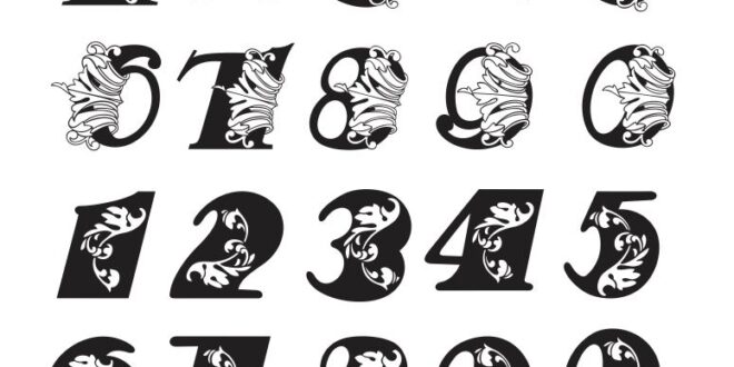 floral numbers free dxf vector