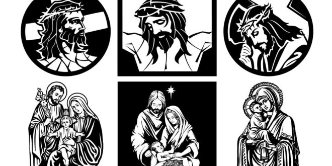 Vector CDR DXF Jesus Christ Crucifixion Virgin Mary Joseph