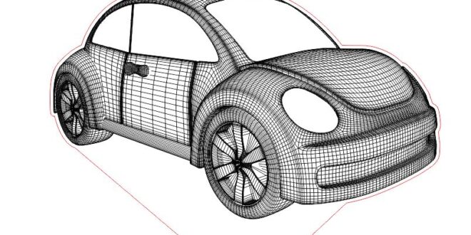 beatle wireframe 3d illusion to acrylic laser engrave