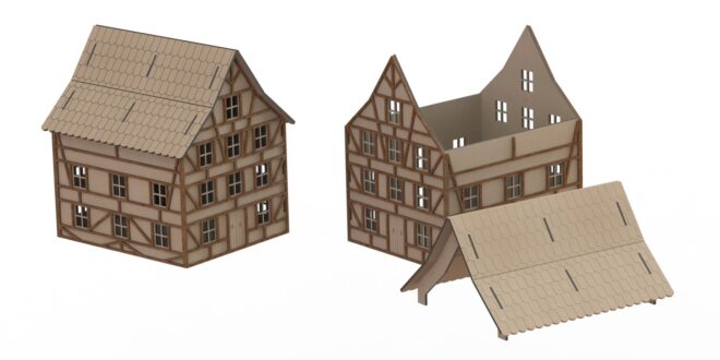 German architecture house dxf project to cnc laser cut