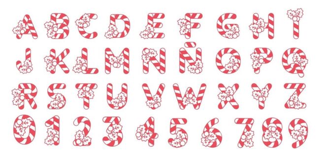 Christmas candy alphabet vector CDR DXF