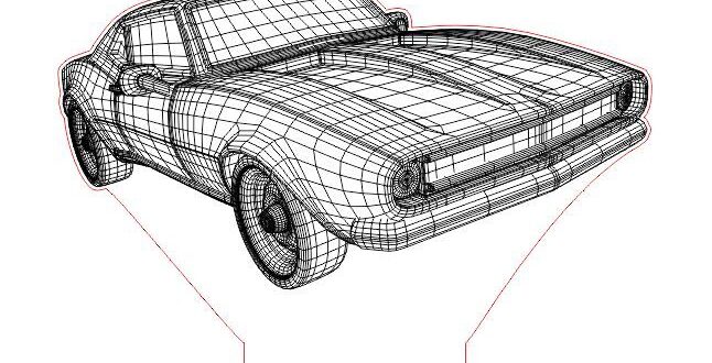 Laser engraving 3d illusion lamp Car 1960 2D Vector