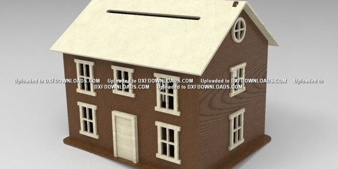 Laser Cut House Piggy Bank DXF File Free