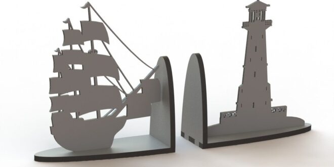 Ship shaped 3mm book holder MDF CNC File