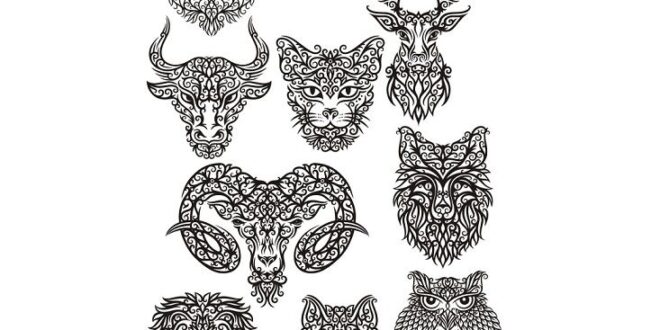 2D dxf cdr vector decor animals set