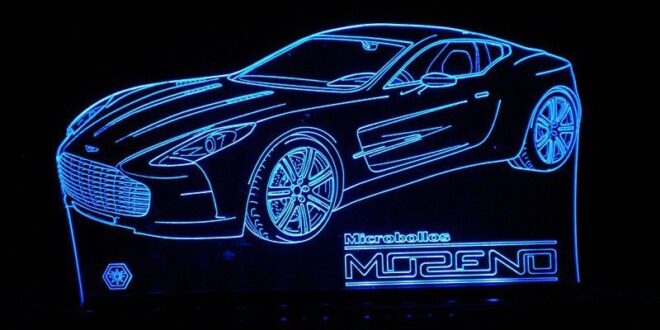 Laser engraving lamp Aston martin car