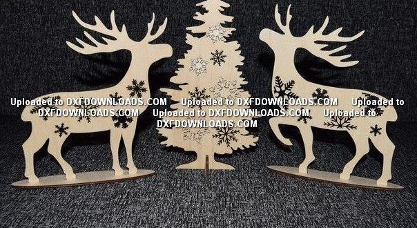 Free Deer at the Christmas tree cnc laser