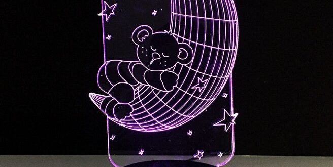 baby bear illusion LIGHT lamp acrylic laser engrave