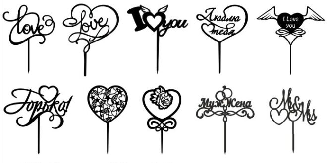 Set love toppers Wedding cake DXF and SVG