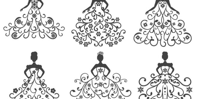 Wedding dress 2d vectors SVG DXF