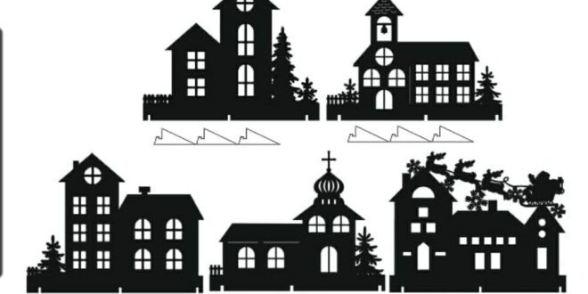 2d christmas houses cdr dxf file