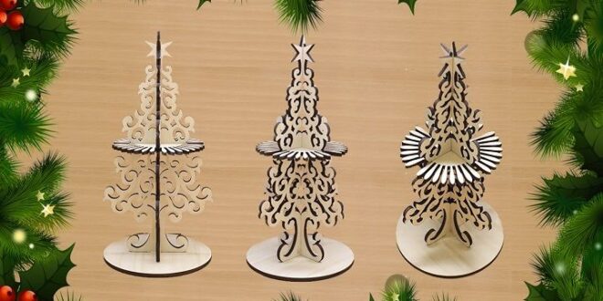 Wood Laser cut Christmas tree napkin ring