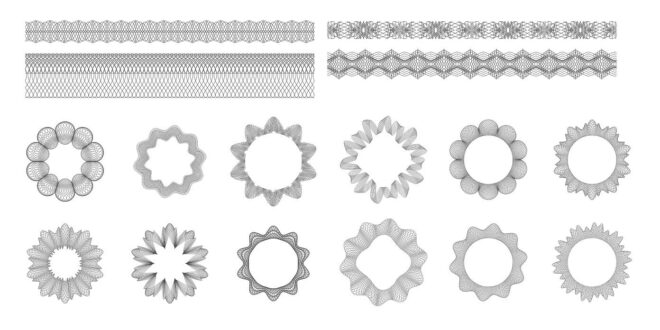 2D vectors pack Line effects guilloche set dxf svg