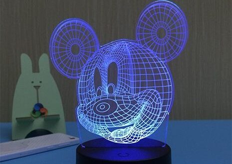 Mickey 3D illusion led night lamp vector laser engraving