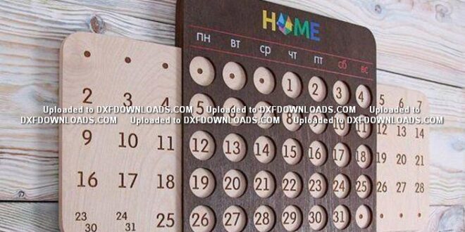 Home Perpetual calendar Free dxf file for laser cut