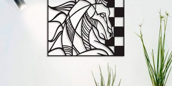 Wall decor cut file horse chess game cdr dxf