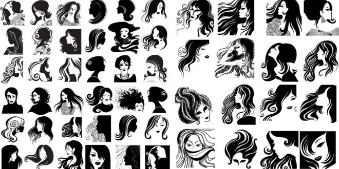 SVG Vectors Woman hair silhouettes pack