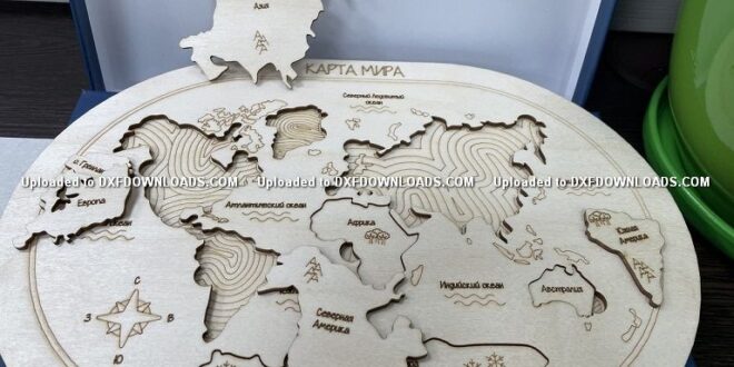 Free world map puzzle wood cnc cut