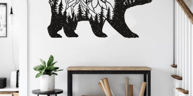 Bear silhouette wall cut template free