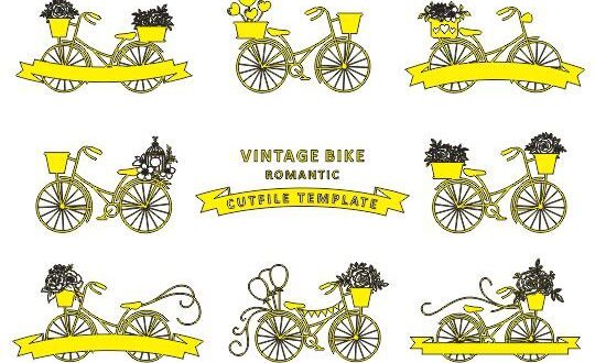 Free Vintage Romantic bike SVG CutFile Template