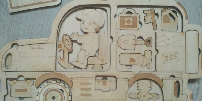 Complete puzzle car kids to laser cnc engraving and cut CDR and DXF Files