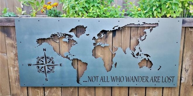 Metal laser cut world map lost free design