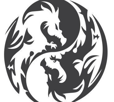 Free vector dragon yin yang panel