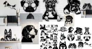 Pack Dogs 2D Wall Cut Files Stickers DXF CDR Vectors