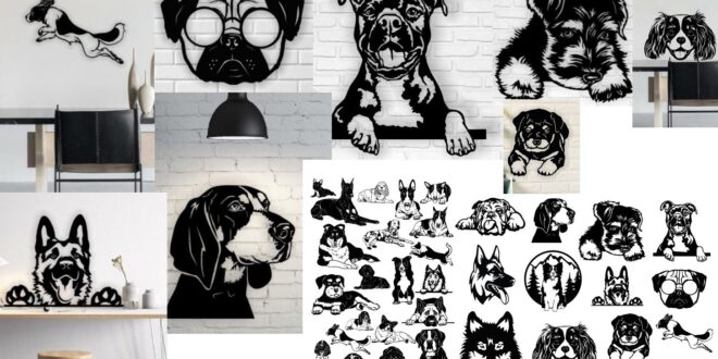 Pack Dogs 2D Wall Cut Files Stickers DXF CDR Vectors