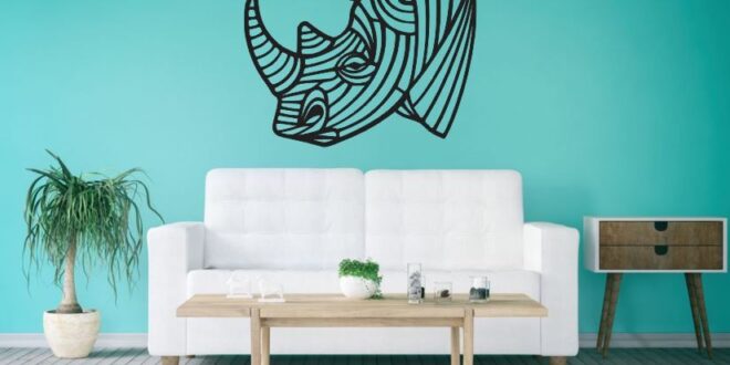 Rhino wall decor silhouette cut dxf cdr