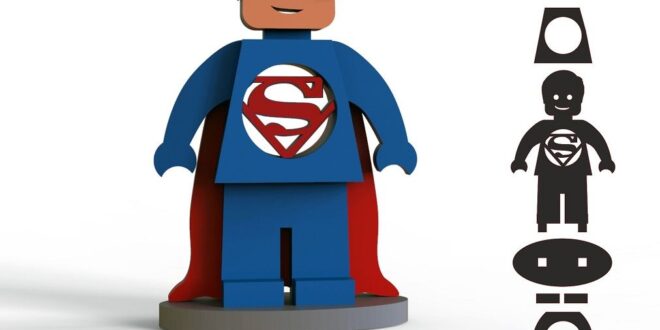 Superman figurine wooden cut file