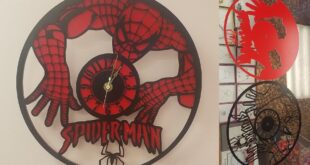 Free cut file silhouette spiderman wall clock DXF